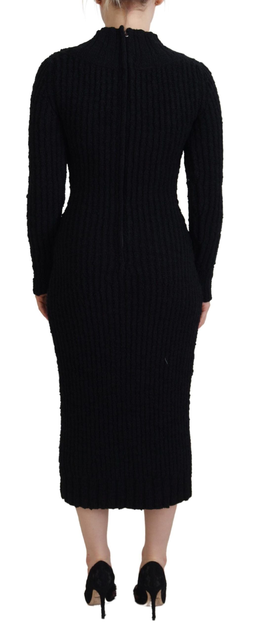Dolce & Gabbana Black Wool Knitted Sweater Dress