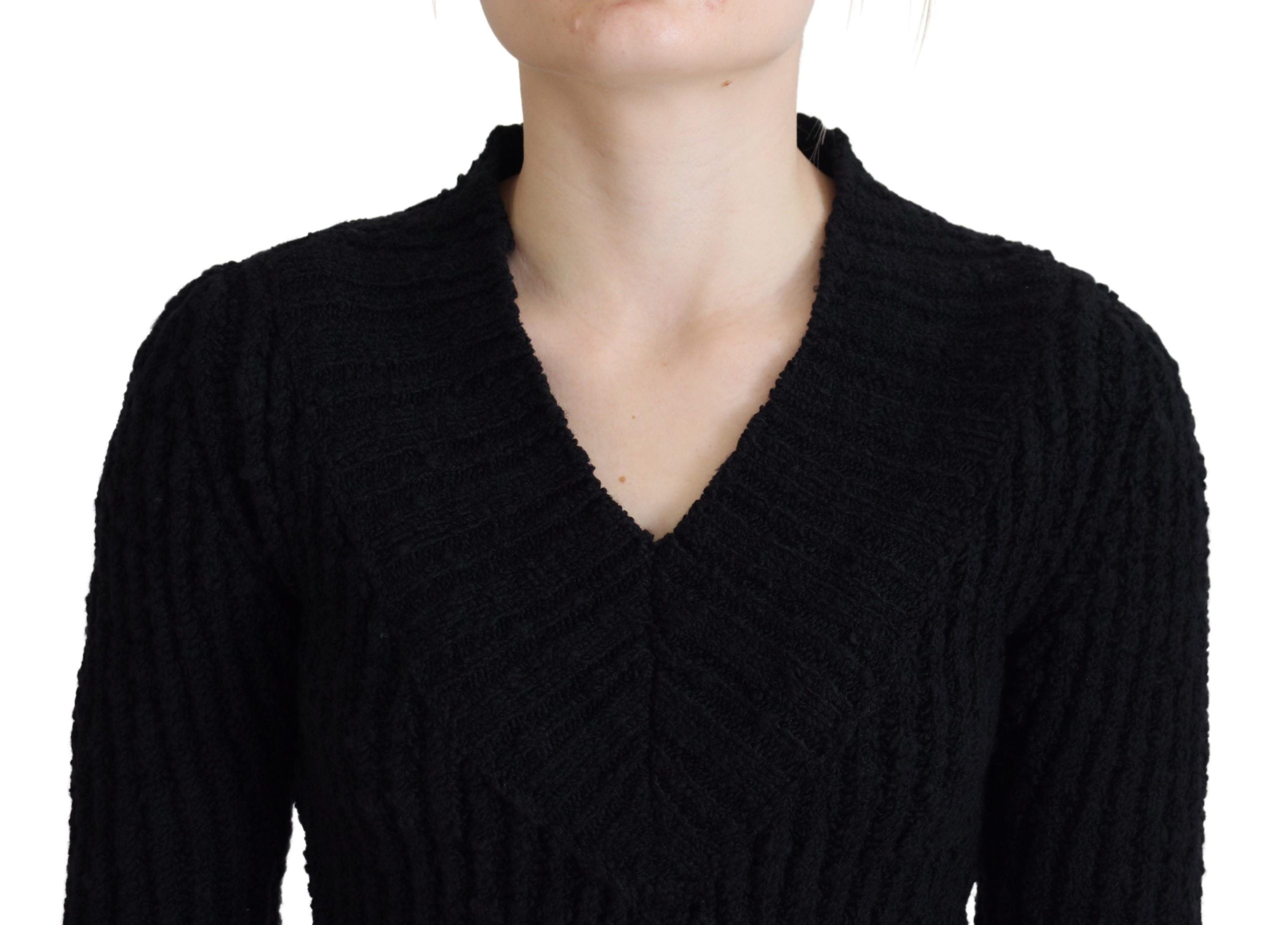 Dolce & Gabbana Black Wool Knitted Sweater Dress