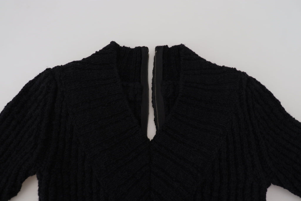 Dolce & Gabbana Black Wool Knitted Sweater Dress