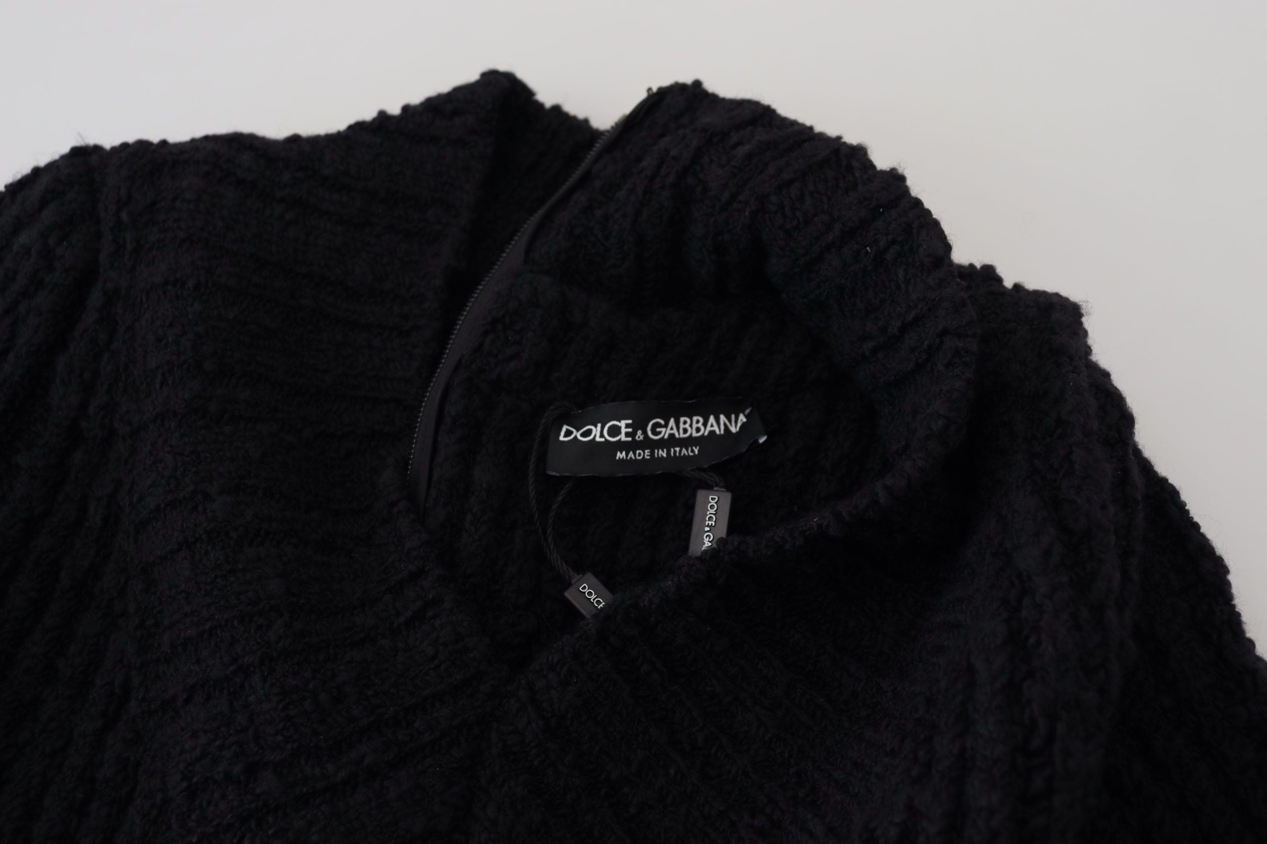 Dolce & Gabbana Black Wool Knitted Sweater Dress