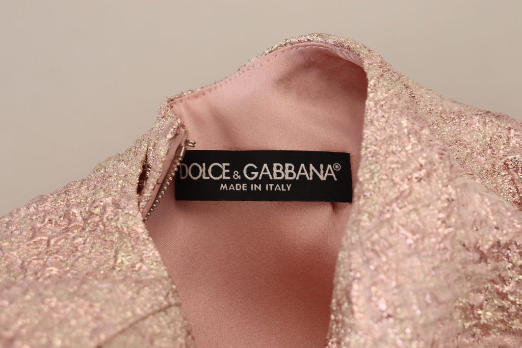 Dolce & Gabbana Rosa Jaquard 3/4-Ärmel Midikleid mit Etui