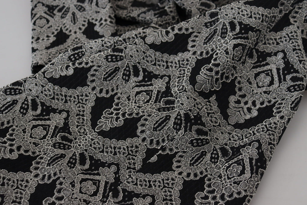 Dolce & Gabbana Schwarz-graues Jacquard-Bodycon-Kleid