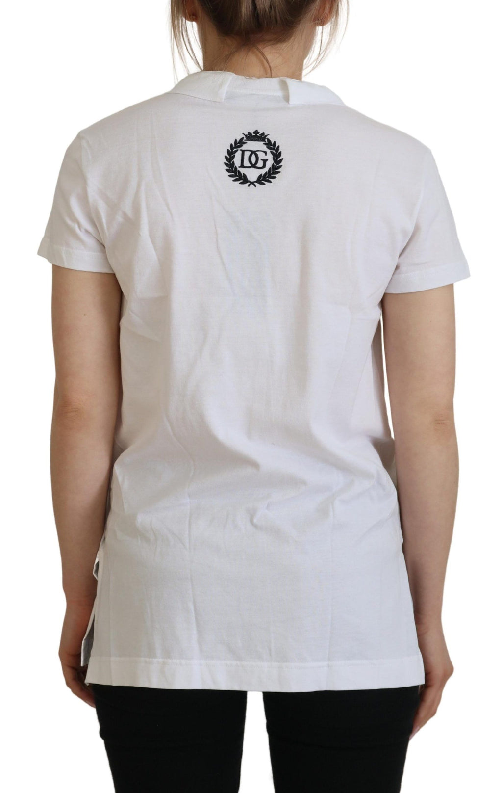 Dolce & Gabbana White V-Neck Short Sleeve Cotton Top Blouse T-Shirt