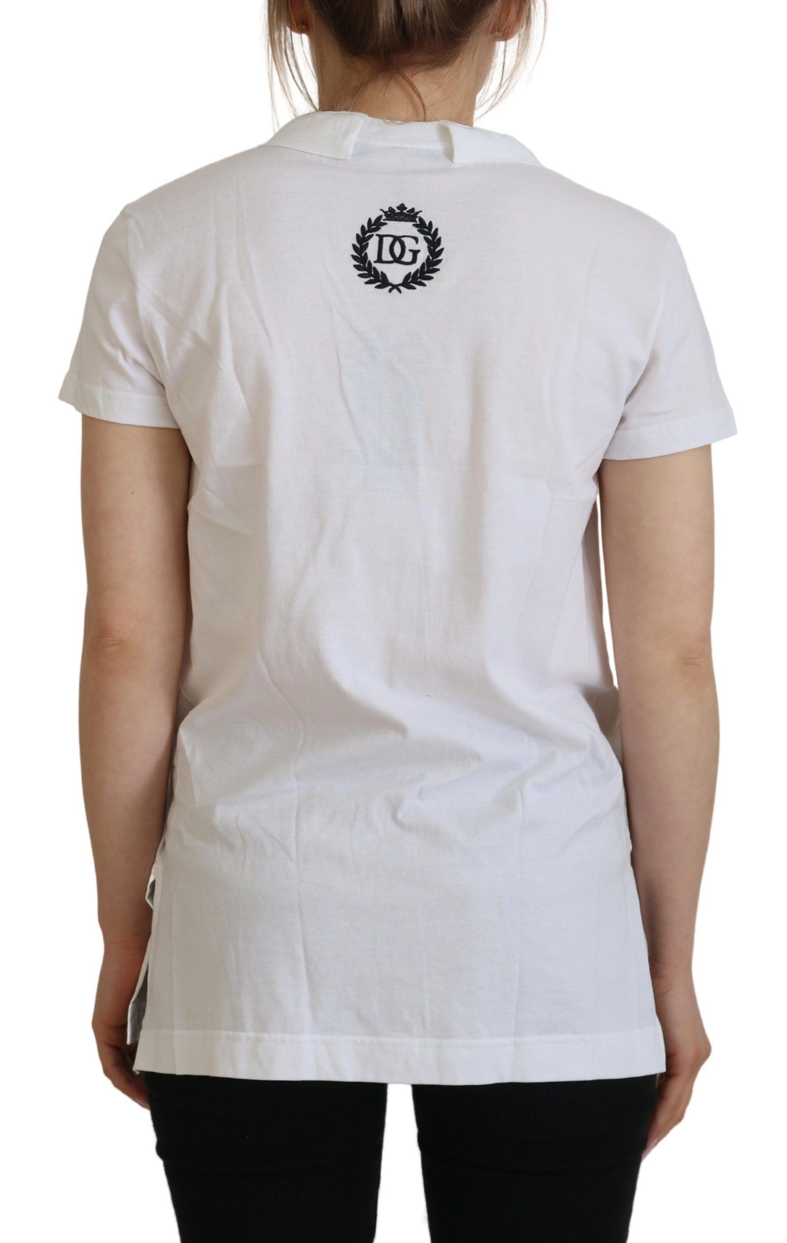 Dolce & Gabbana White V-Neck Short Sleeve Cotton Top Blouse T-Shirt
