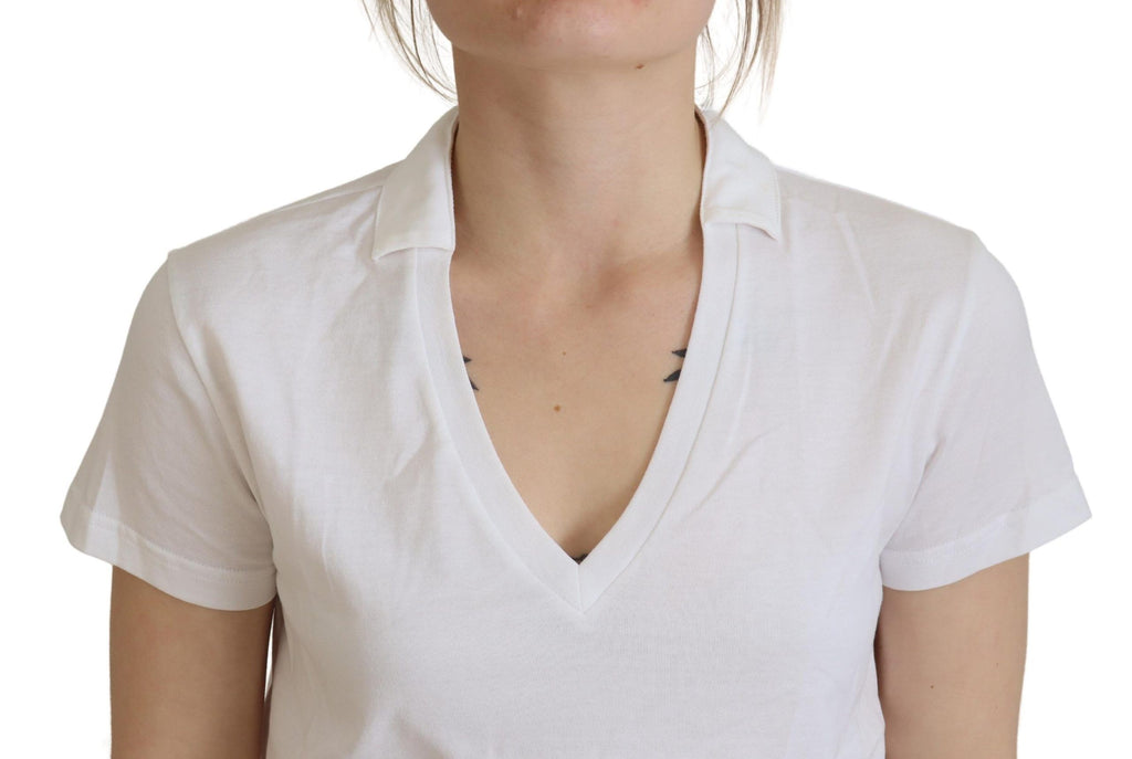 Dolce & Gabbana White V-Neck Short Sleeve Cotton Top Blouse T-Shirt