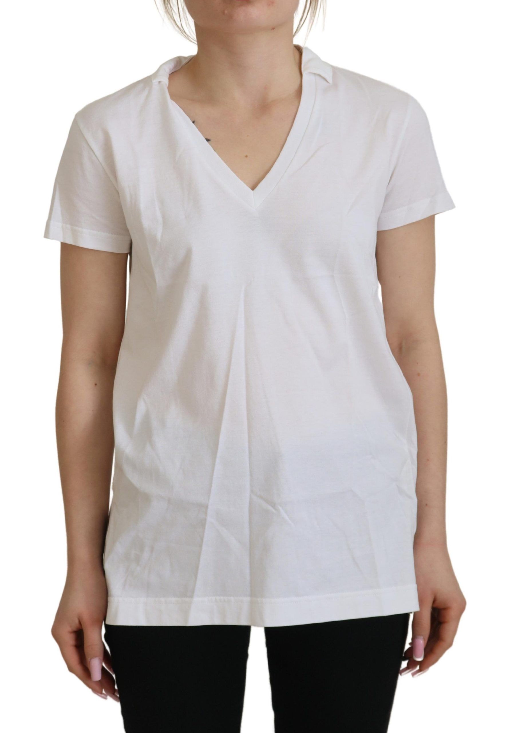 Dolce & Gabbana White V-Neck Short Sleeve Cotton Top Blouse T-Shirt