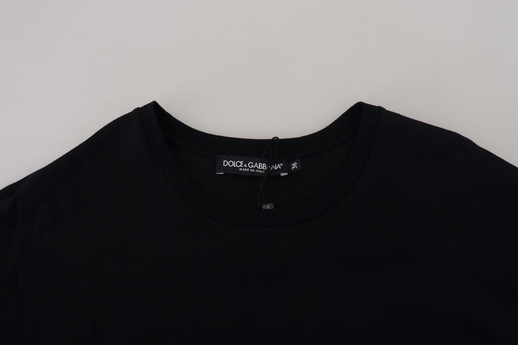 Dolce & Gabbana Schwarzes T-Shirt Bluse Tassle Baumwolle Bluse