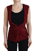 Dolce & Gabbana Bordeauxfarbenes Seidenstretch-Top Weste Bluse