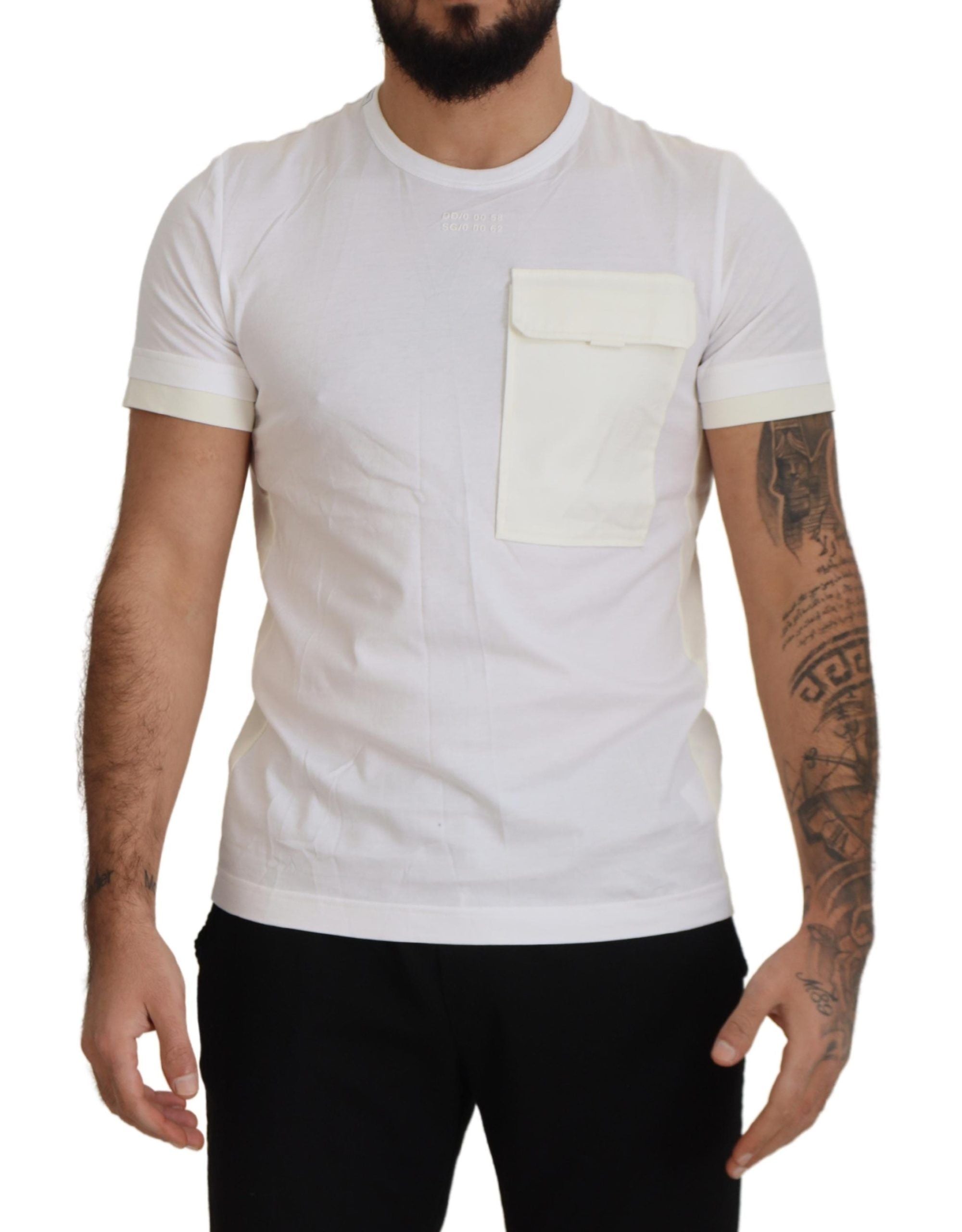 Dolce & Gabbana Weißes Klappentaschen-T-Shirt mit kurzen Ärmeln