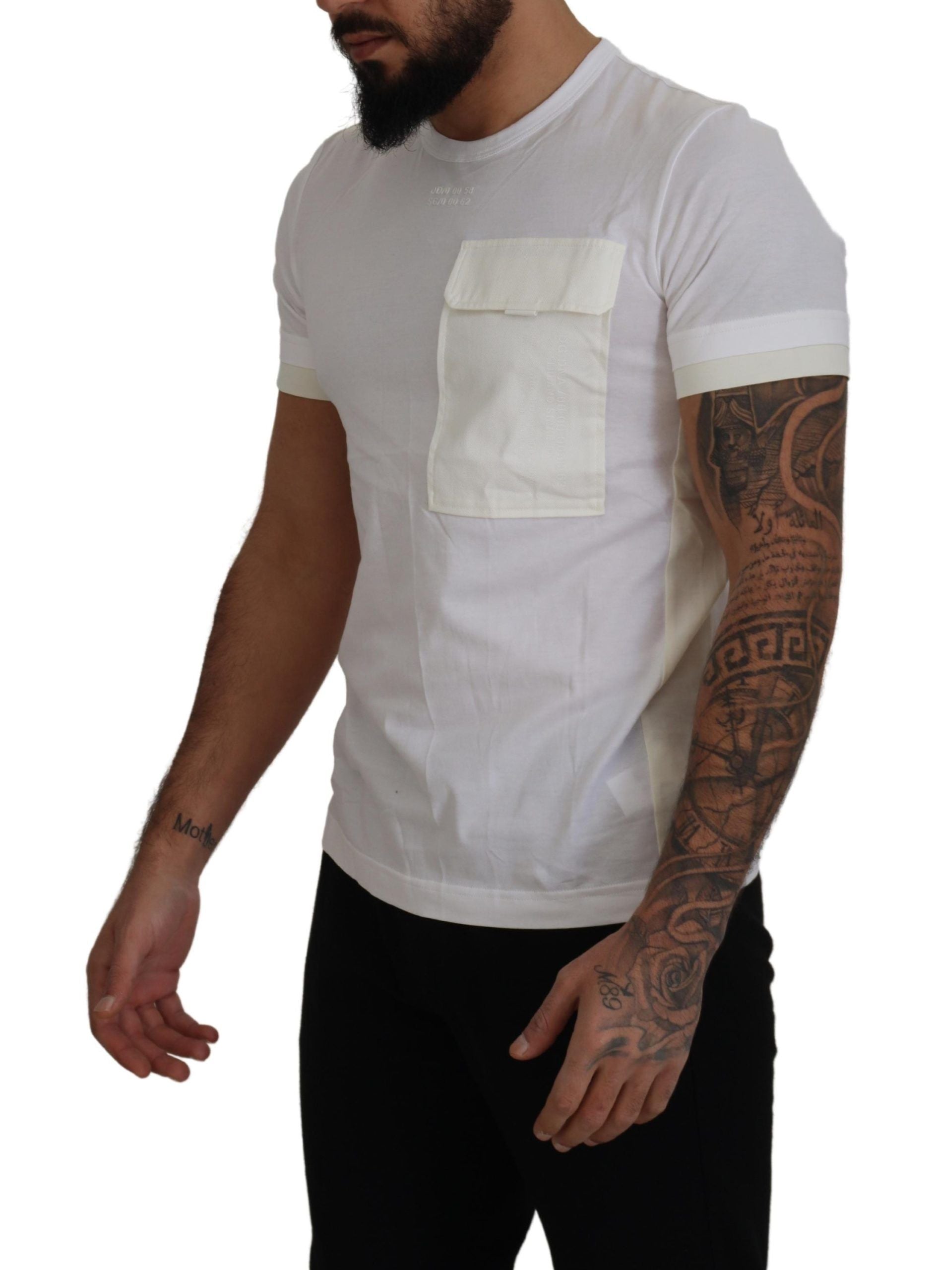 Dolce & Gabbana Weißes Klappentaschen-T-Shirt mit kurzen Ärmeln