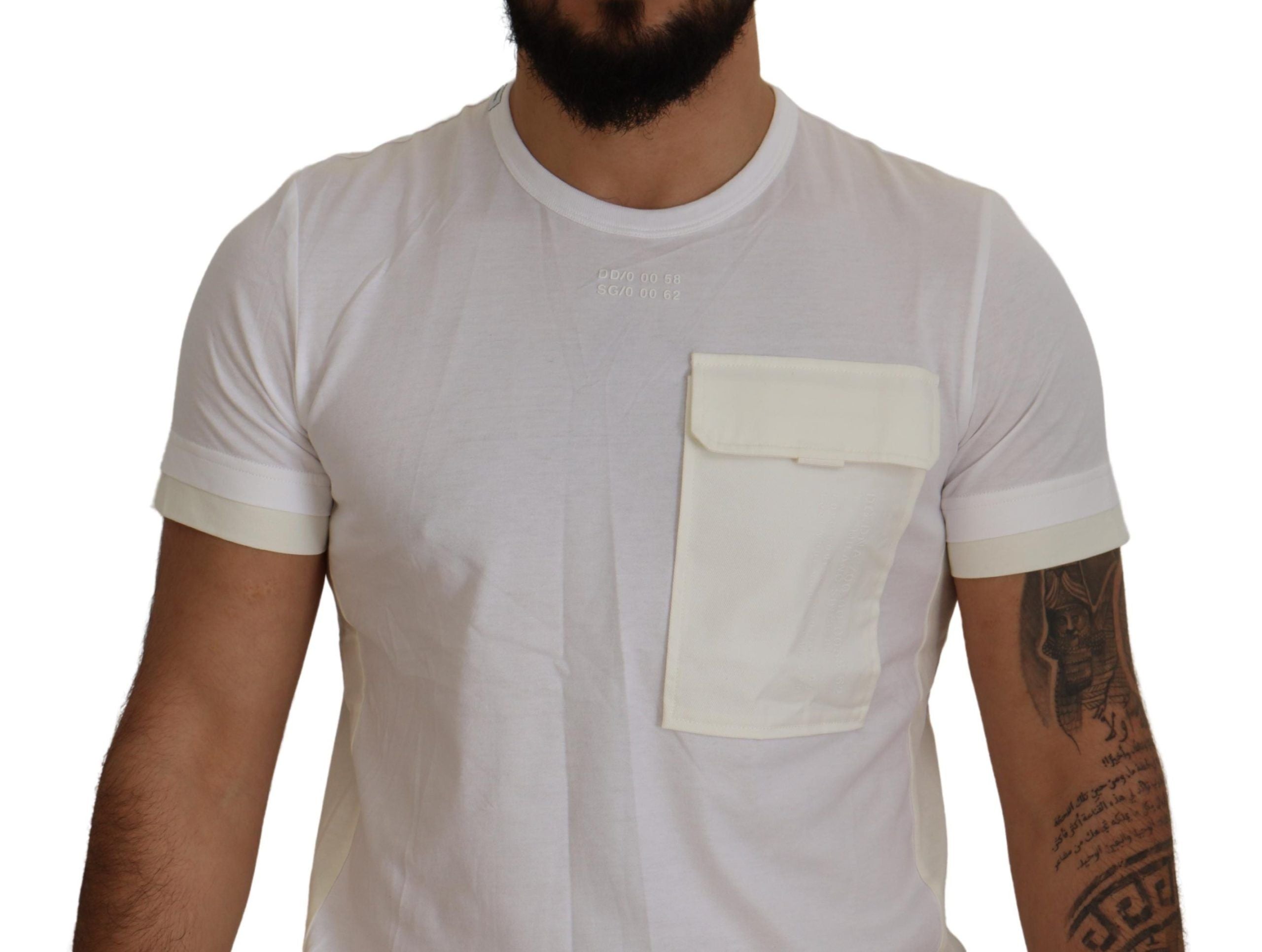 Dolce & Gabbana Weißes Klappentaschen-T-Shirt mit kurzen Ärmeln