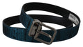 Dolce & Gabbana Blau Jacquard Moire Silber Metall Gürtel Männer
