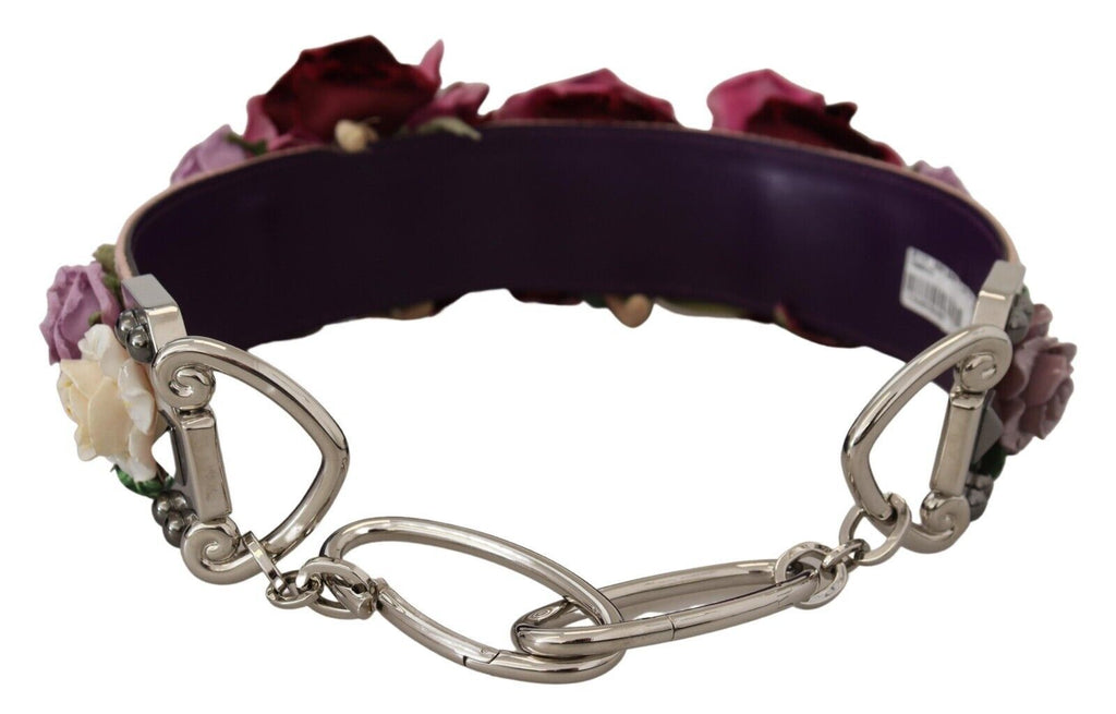 Dolce & Gabbana Multicolor Blumenapplikationen Metall-Schulterriemen