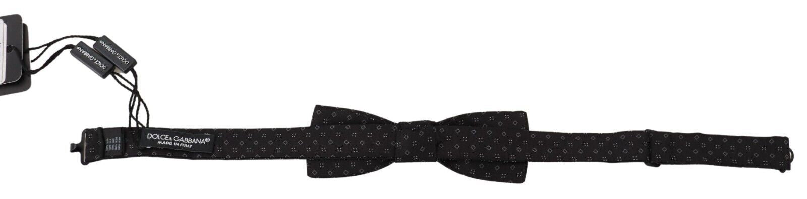 Dolce & Gabbana Black Patterned Silk Papillon Bow Tie with Adjustable Neck