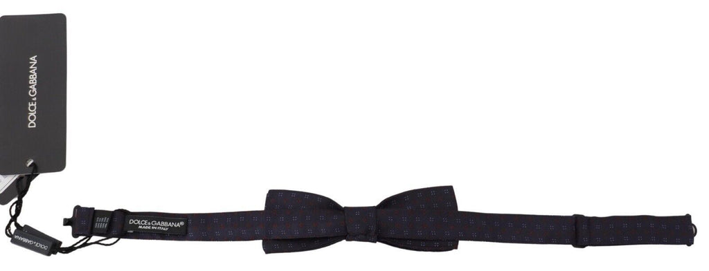 Dolce & Gabbana Blau gemusterte Seiden-Papillon-Fliege mit verstellbarem Hals