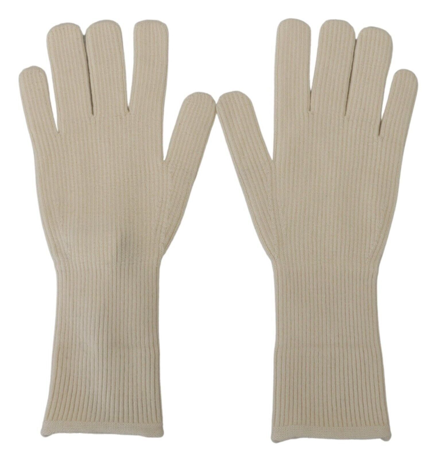 Dolce & Gabbana White Cashmere Knitted Gloves Mittens Men's Gloves