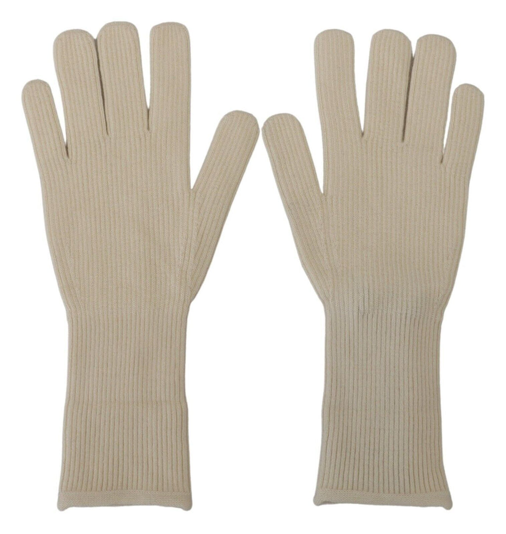 Dolce & Gabbana White Cashmere Knitted Gloves Mittens Men's Gloves