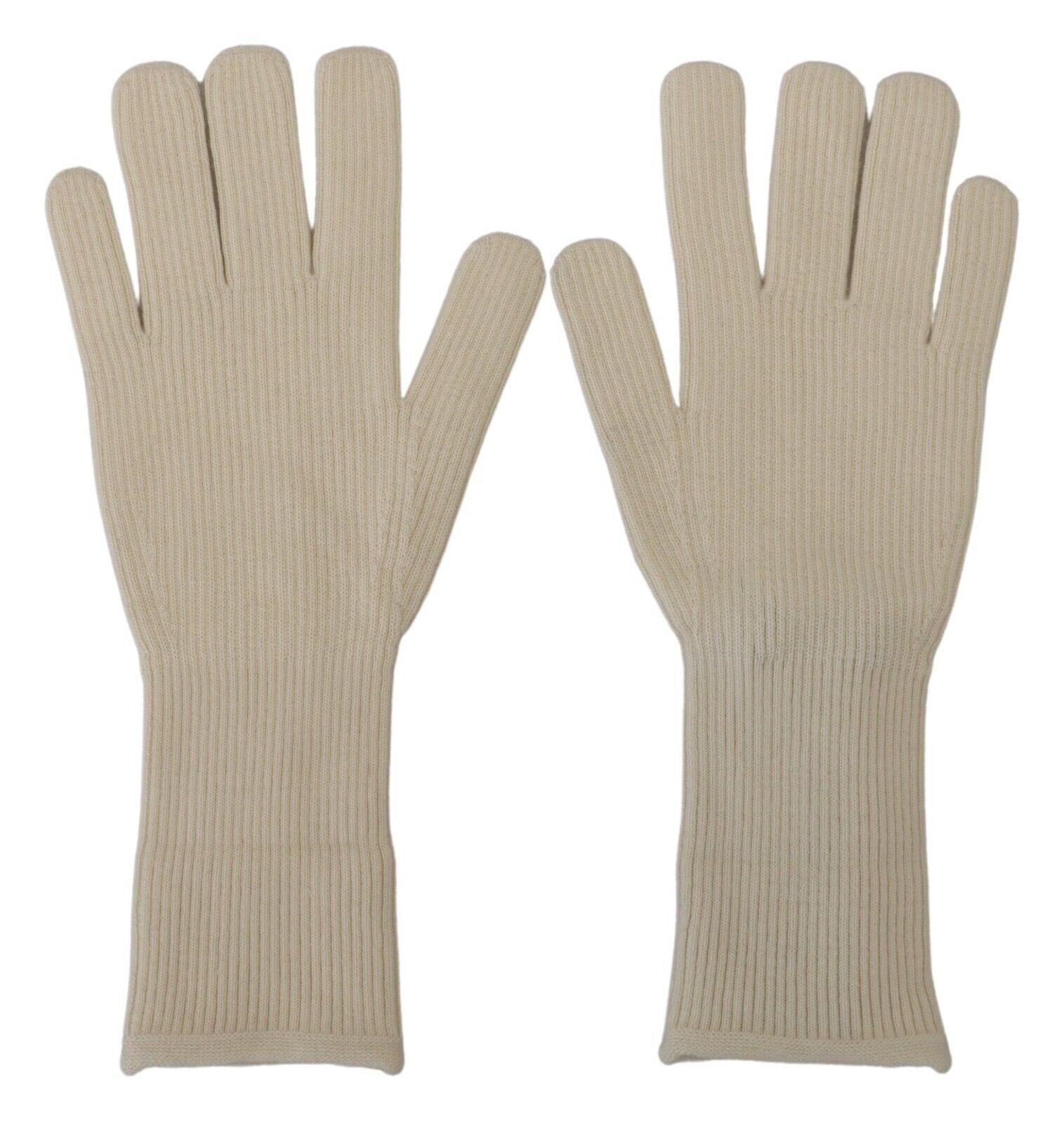 Dolce & Gabbana White Cashmere Knitted Gloves Mittens Men's Gloves