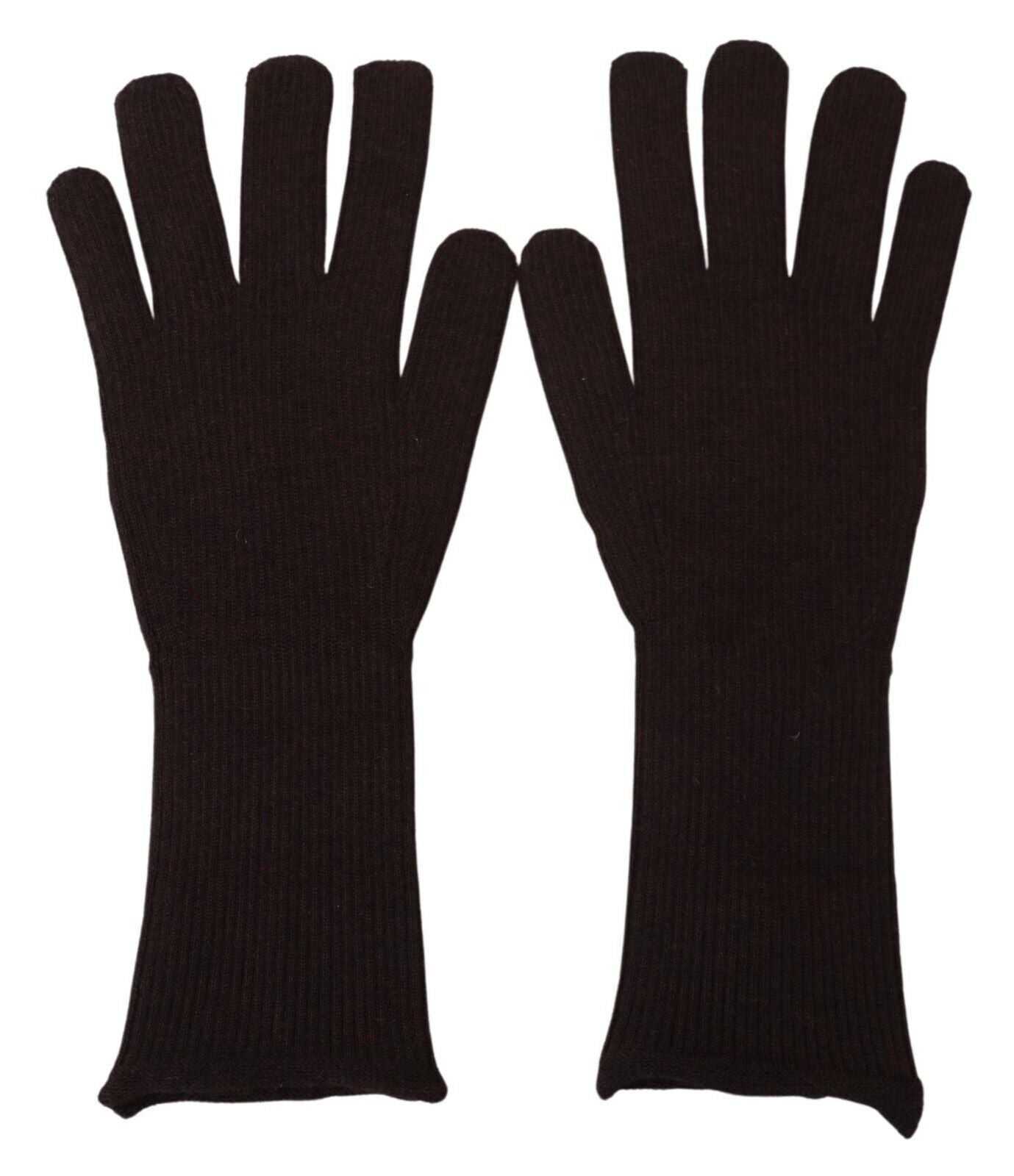 Dolce & Gabbana Brown Cashmere Silk Hand Mittens Men's Gloves