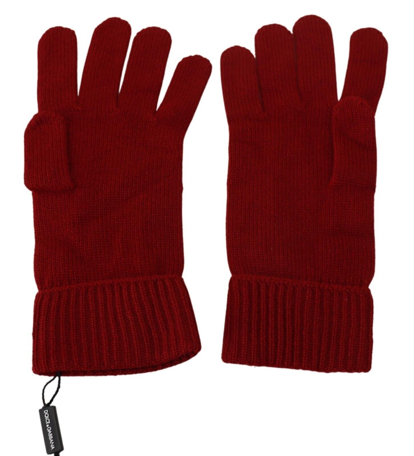 Dolce & Gabbana Red 100% Cashmere Knit Mittens Men's Gloves