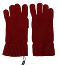 Dolce & Gabbana Red 100% Cashmere Knit Mittens Men's Gloves