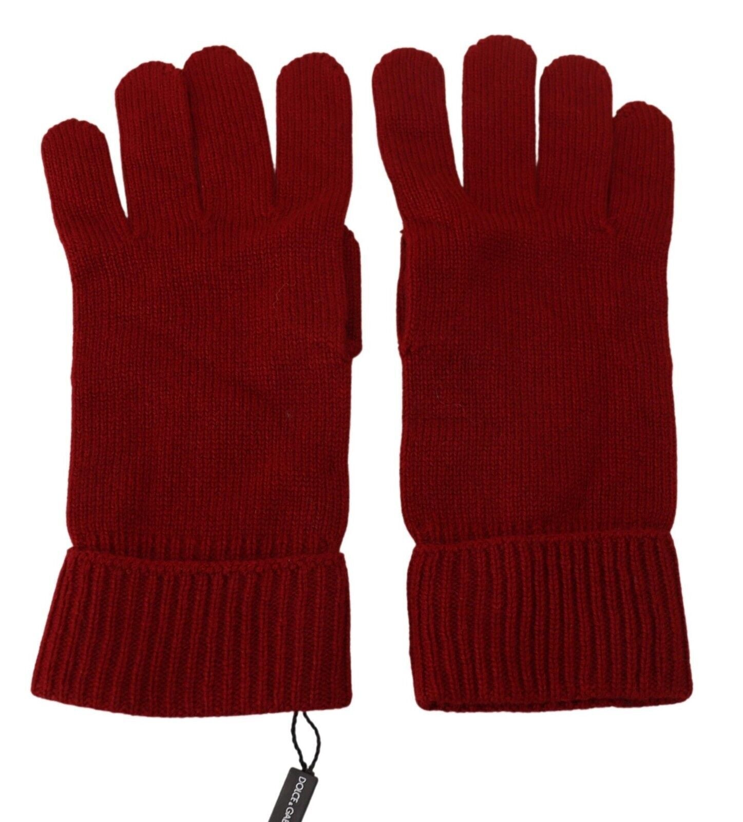 Dolce & Gabbana Red 100% Cashmere Knit Mittens Men's Gloves