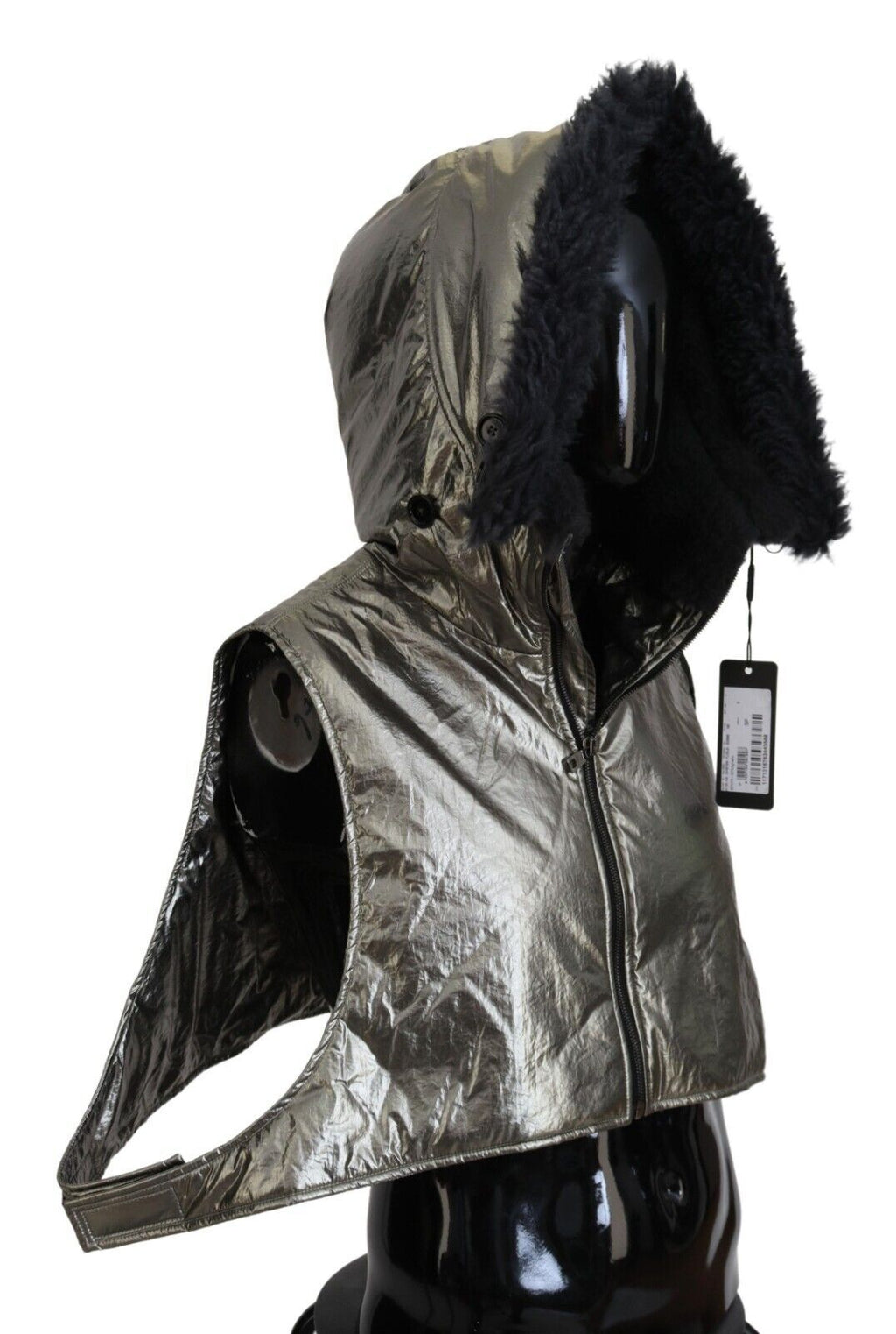 Dolce & Gabbana Silver Fur Full Head Wrap Men's Nylon Hat