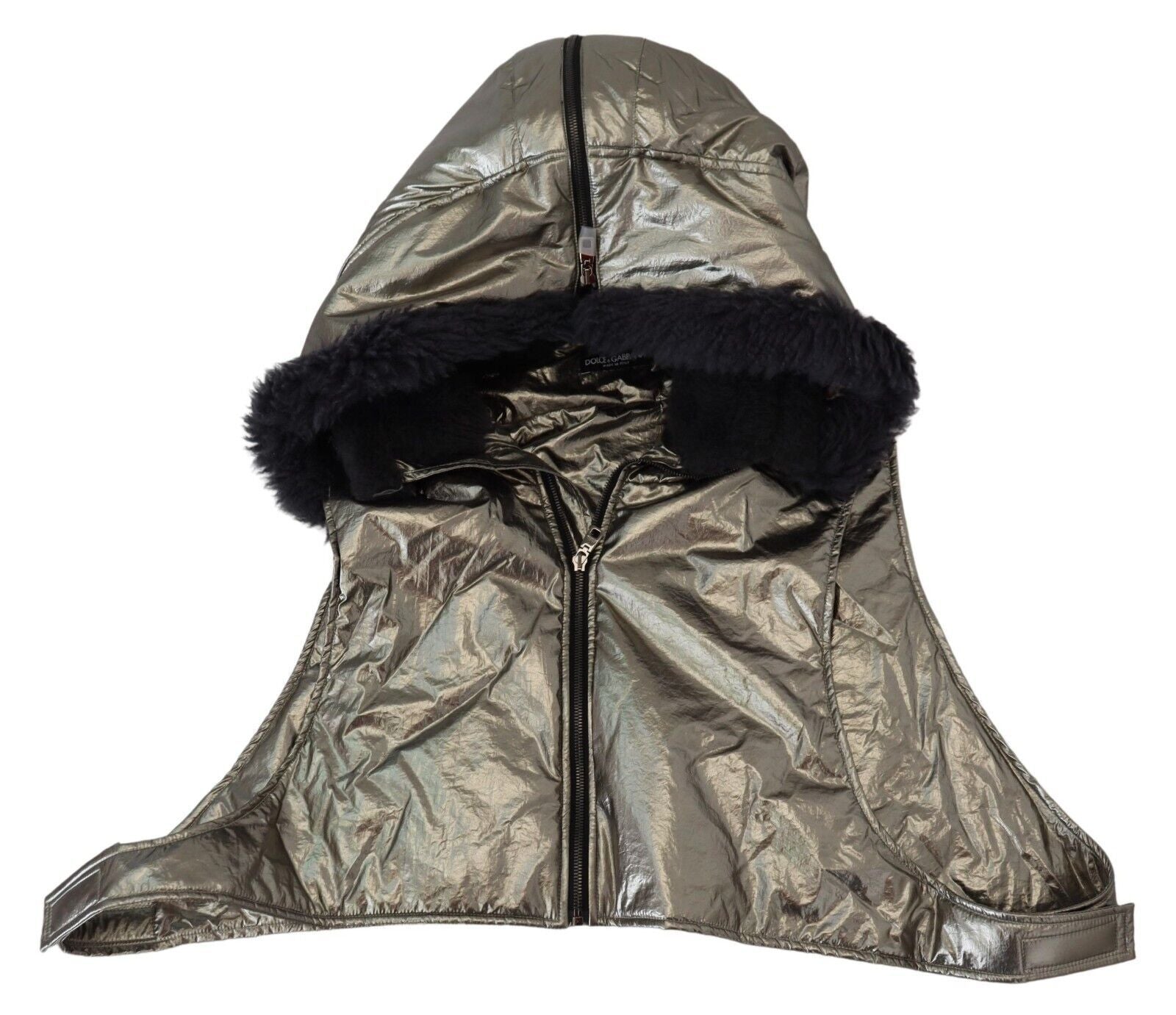 Dolce & Gabbana Silver Fur Full Head Wrap Men's Nylon Hat