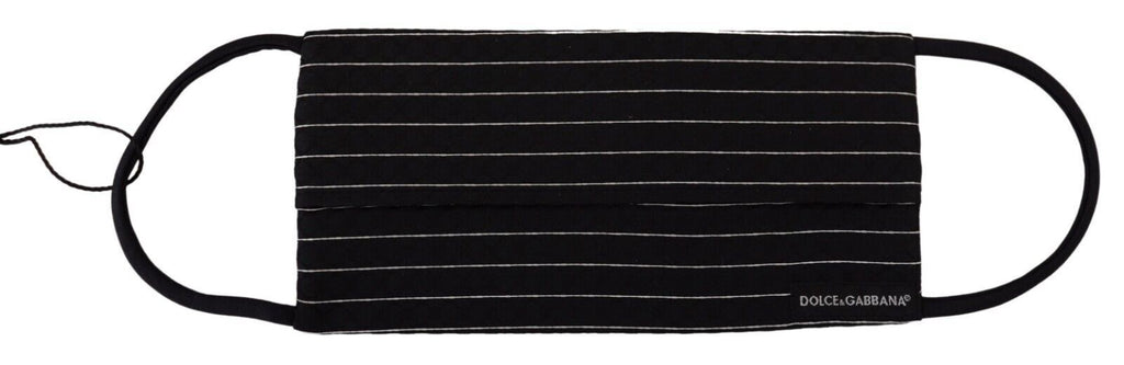 Dolce & Gabbana Black and White Striped Elastic Headband One Size Face Mask