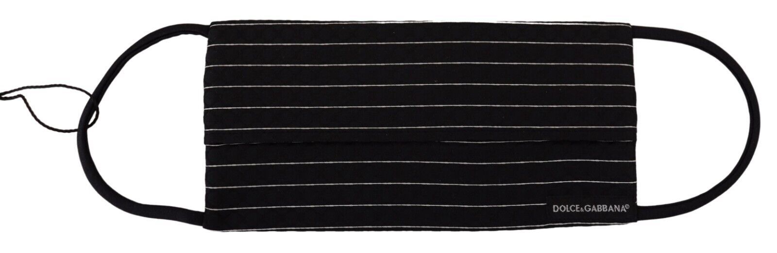 Dolce & Gabbana Black and White Striped Elastic Headband One Size Face Mask