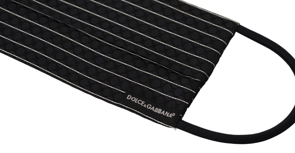Dolce & Gabbana Black and White Striped Elastic Headband One Size Face Mask