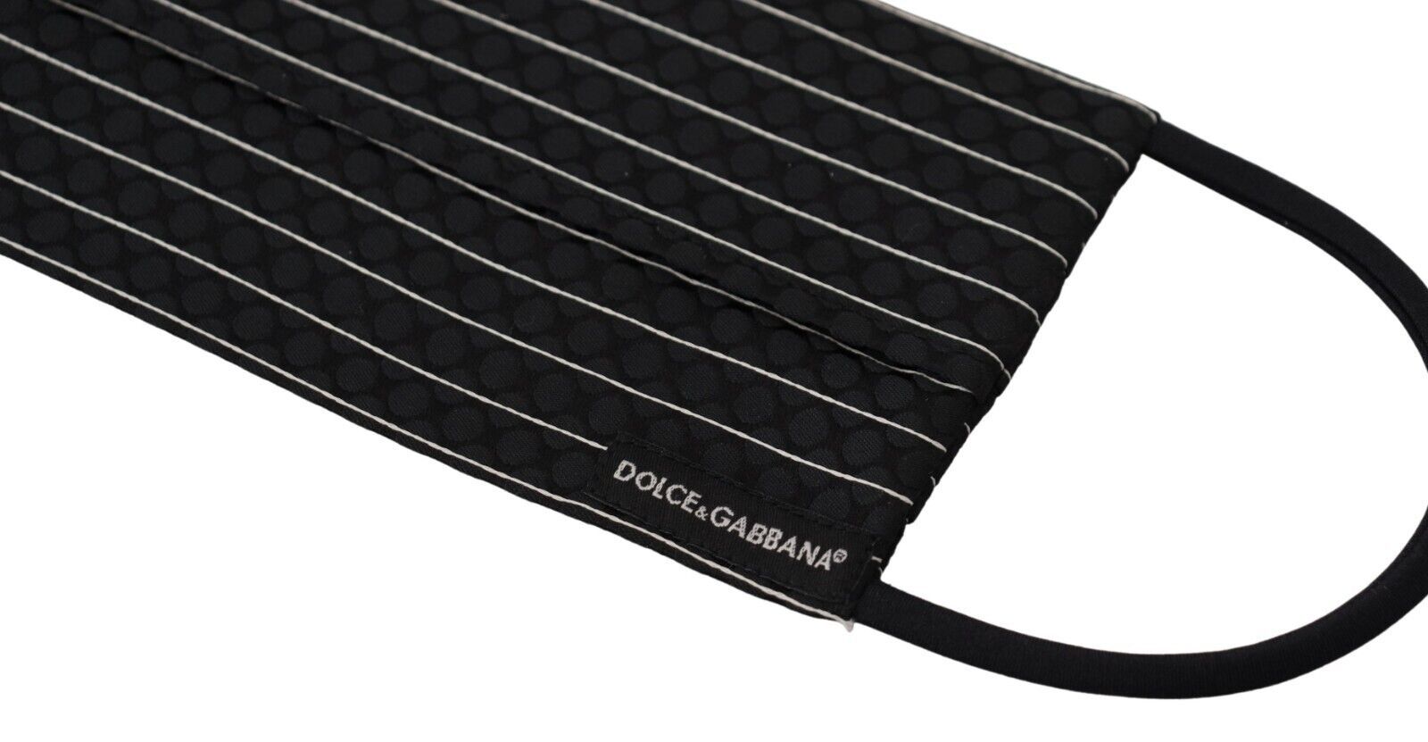 Dolce & Gabbana Black and White Striped Elastic Headband One Size Face Mask