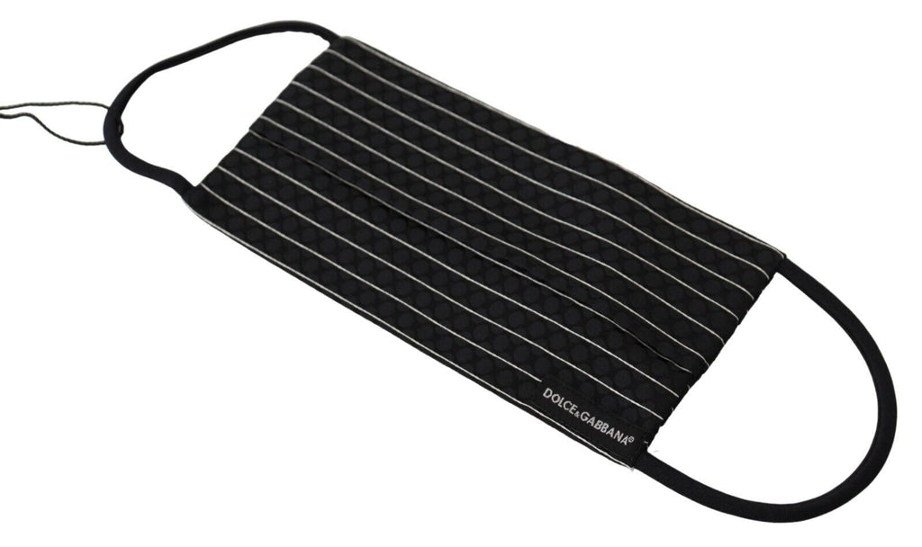 Dolce & Gabbana Black and White Striped Elastic Headband One Size Face Mask