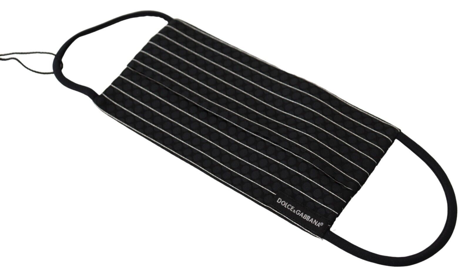 Dolce & Gabbana Black and White Striped Elastic Headband One Size Face Mask