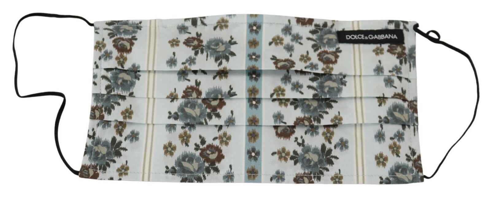 Dolce & Gabbana White Floral Cotton Pleated Elastic Earloop Face Mask