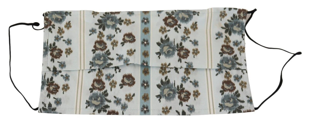 Dolce & Gabbana White Floral Cotton Pleated Elastic Earloop Face Mask
