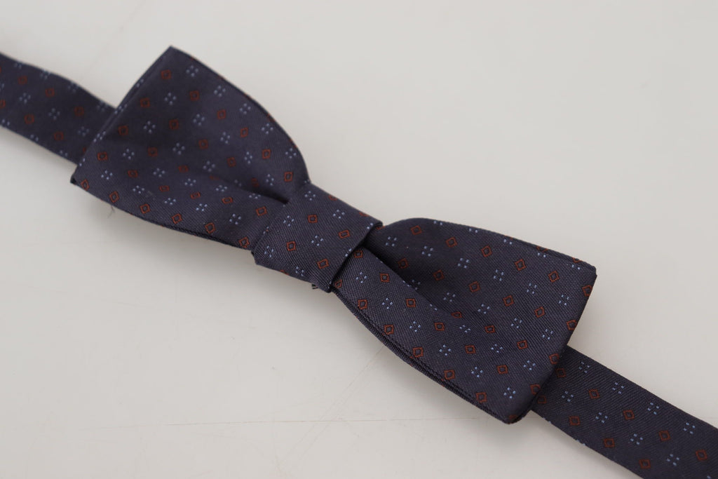 Dolce & Gabbana Blau gemusterte Seiden-Papillon-Fliege mit verstellbarem Hals