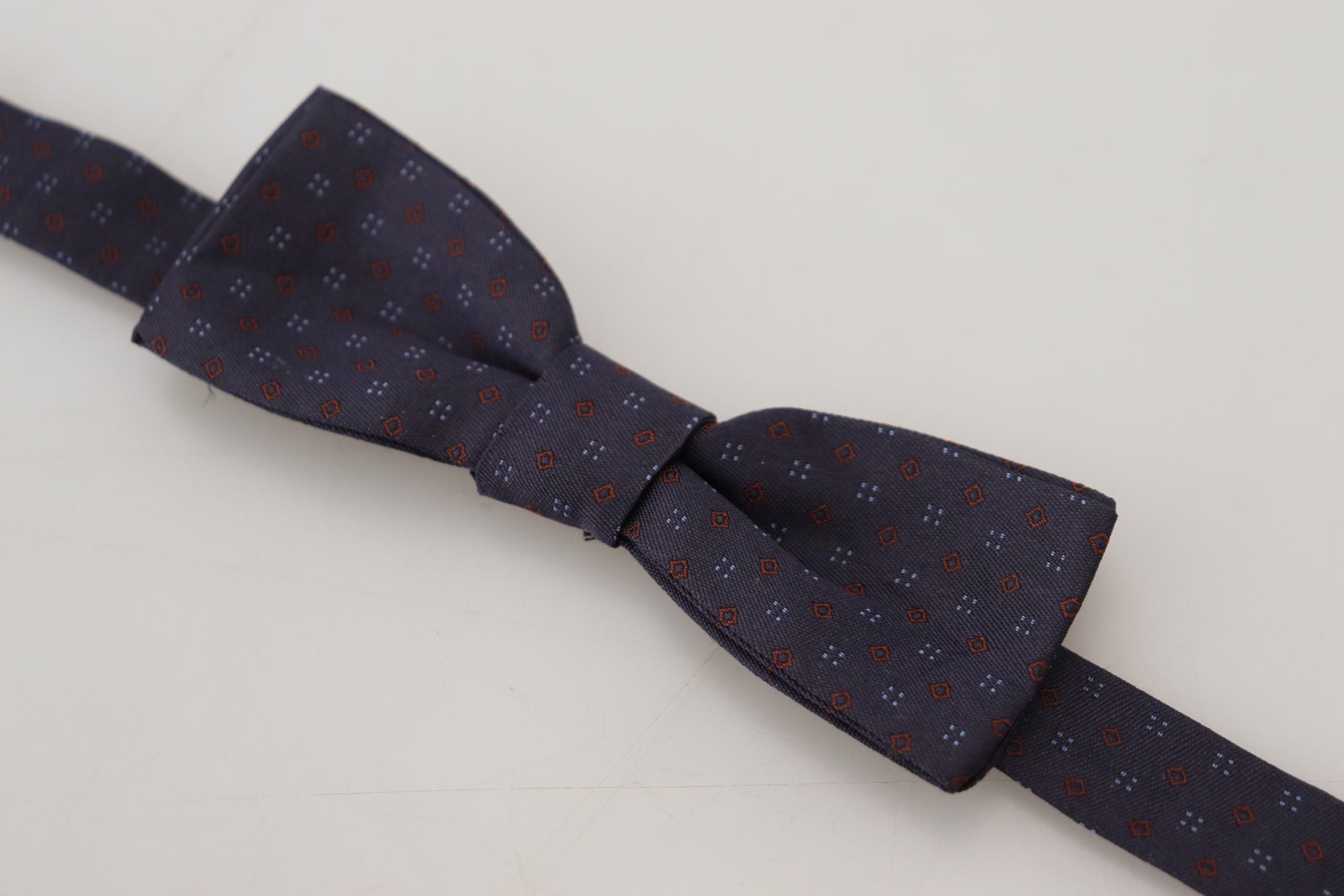 Dolce & Gabbana Blau gemusterte Seiden-Papillon-Fliege mit verstellbarem Hals
