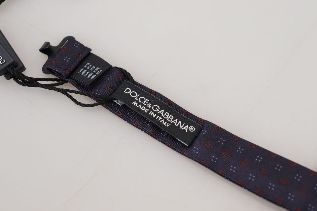 Dolce & Gabbana Blau gemusterte Seiden-Papillon-Fliege mit verstellbarem Hals