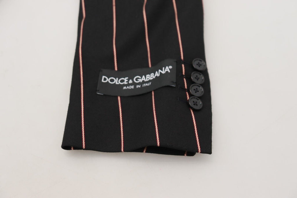Dolce & Gabbana Schwarzer gestreifter Viskose-Blazer mit zwei Brüsten