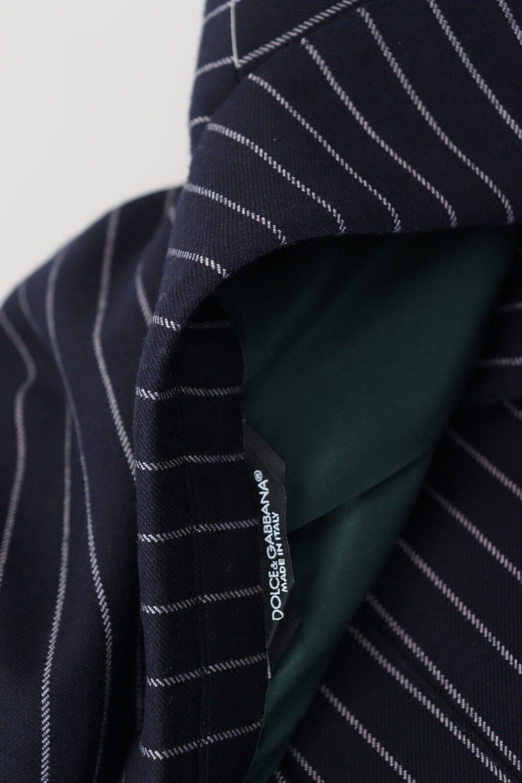 Dolce & Gabbana Navy Blue Striped Single-Breasted Wool Blazer