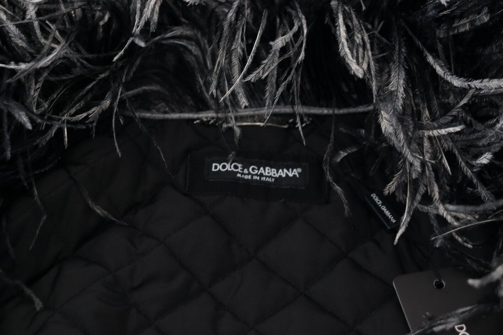 Dolce & Gabbana Schwarz Weiß Pelz Shearling Full Zip Jacke