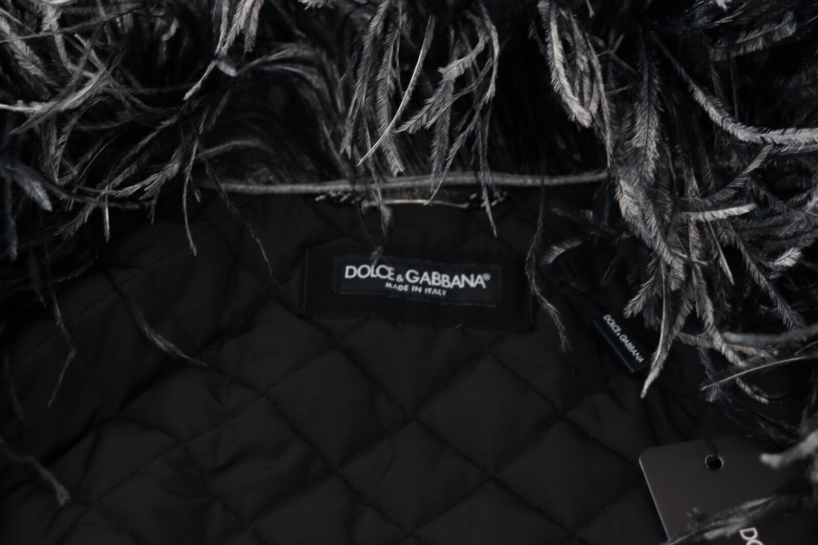 Dolce & Gabbana Schwarz Weiß Pelz Shearling Full Zip Jacke