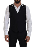 Dolce & Gabbana Black Virgin Wool Waistcoat Formal Suit Waistcoat
