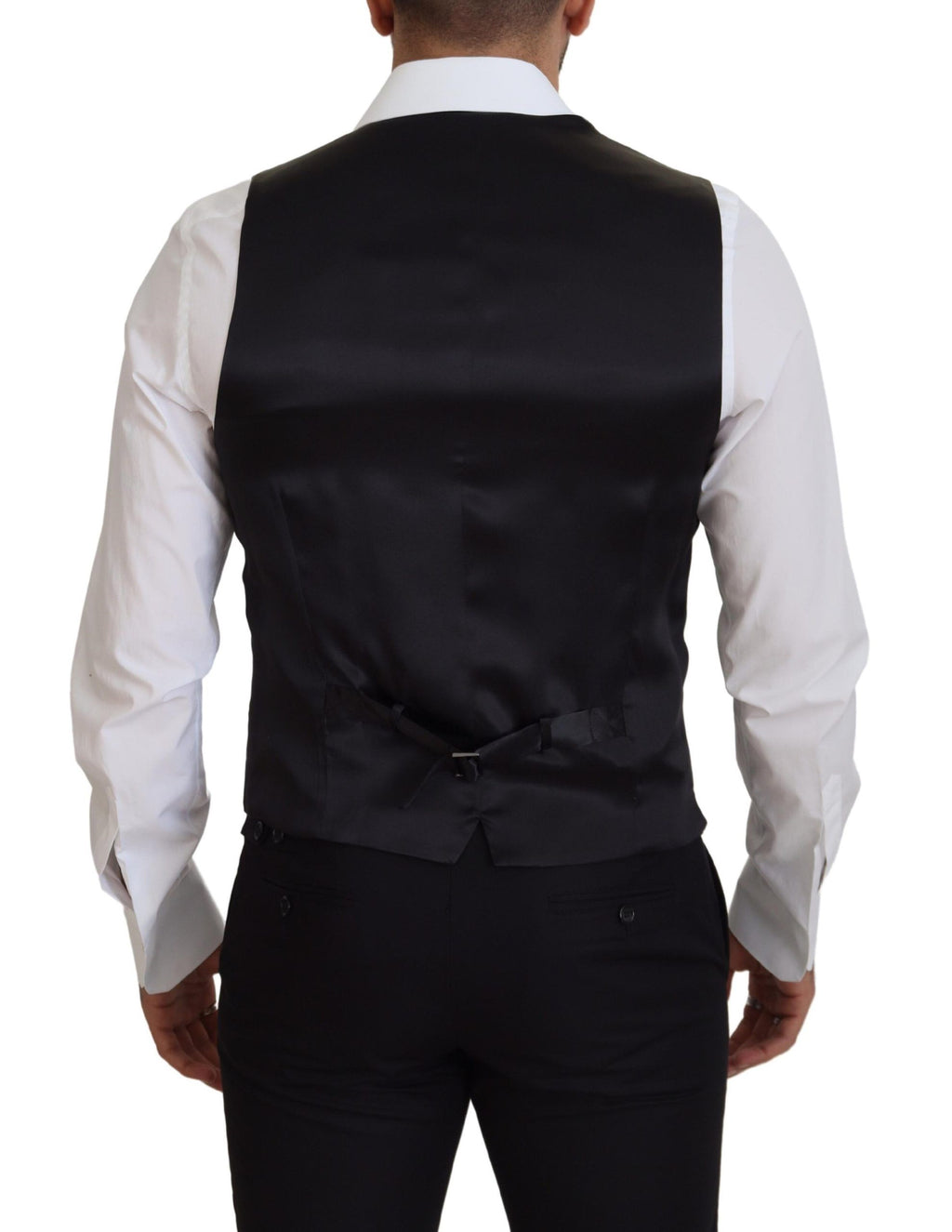 Dolce & Gabbana Black Virgin Wool Waistcoat Formal Suit Waistcoat