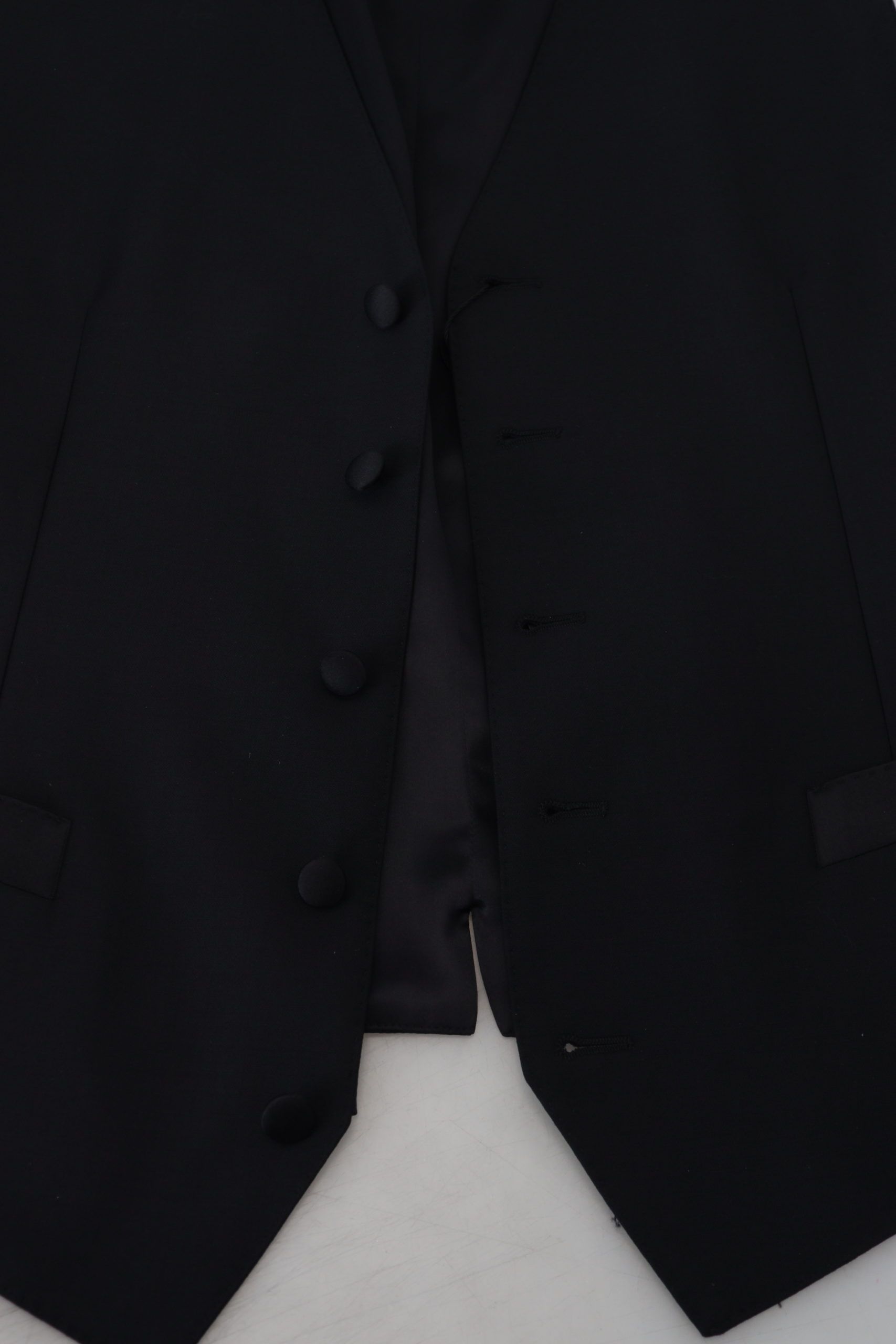 Dolce & Gabbana Black Virgin Wool Waistcoat Formal Suit Waistcoat