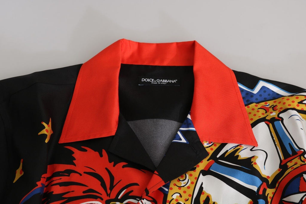 Dolce & Gabbana Mehrfarbig bedrucktes Hemd mit kurzen Ärmeln Freizeithemd
