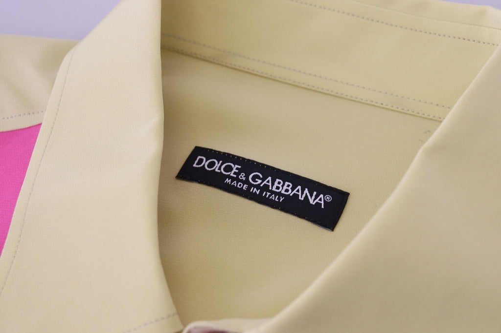 Dolce & Gabbana Multicolor Patchwork Seidenhemd mit Knopfleiste