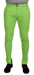 Dolce & Gabbana Light Green Cotton Skinny Men's Pants Trousers