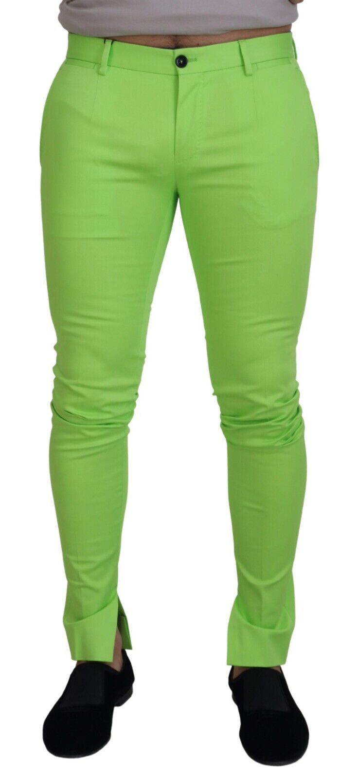 Dolce & Gabbana Light Green Cotton Skinny Men's Pants Trousers